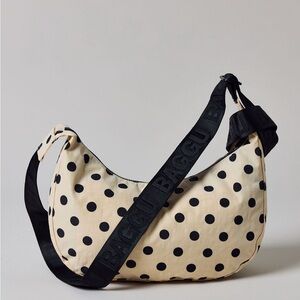 Baggu Polka Dot Shoulder Bag - Black and Cream Crescent Medium